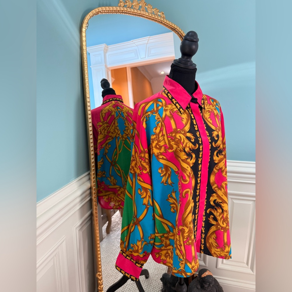 Vintage Voir Collection Versace style baroque brightly colored top